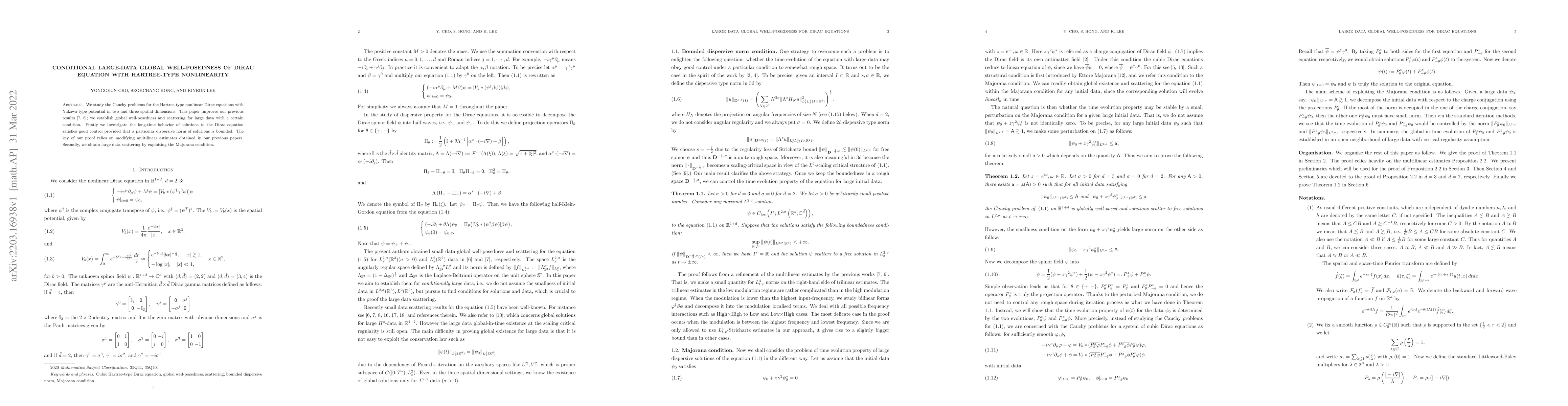 Thumbnail for Conditional large-data global well-posedness of Dirac equation with
  Hartree-type nonlinearity