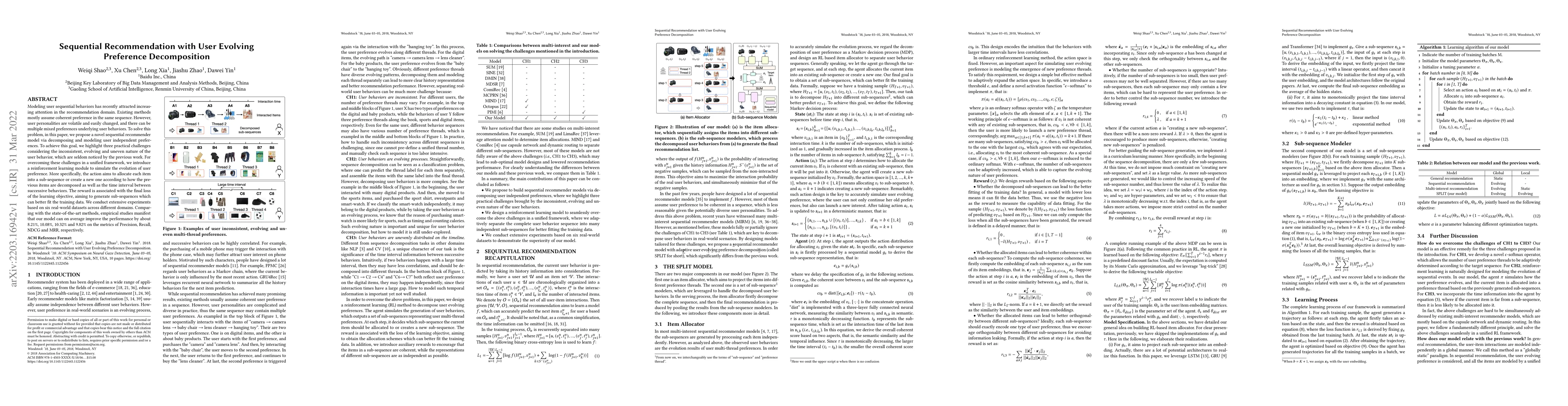 Thumbnail for Sequential Recommendation with User Evolving Preference Decomposition