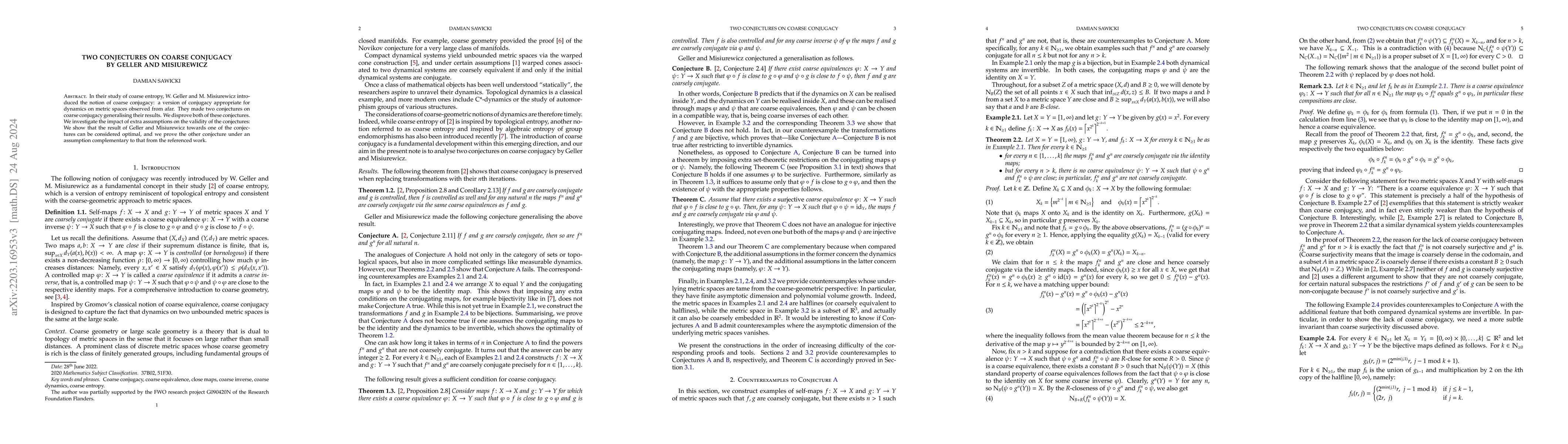 Thumbnail for Two conjectures on coarse conjugacy by Geller and Misiurewicz