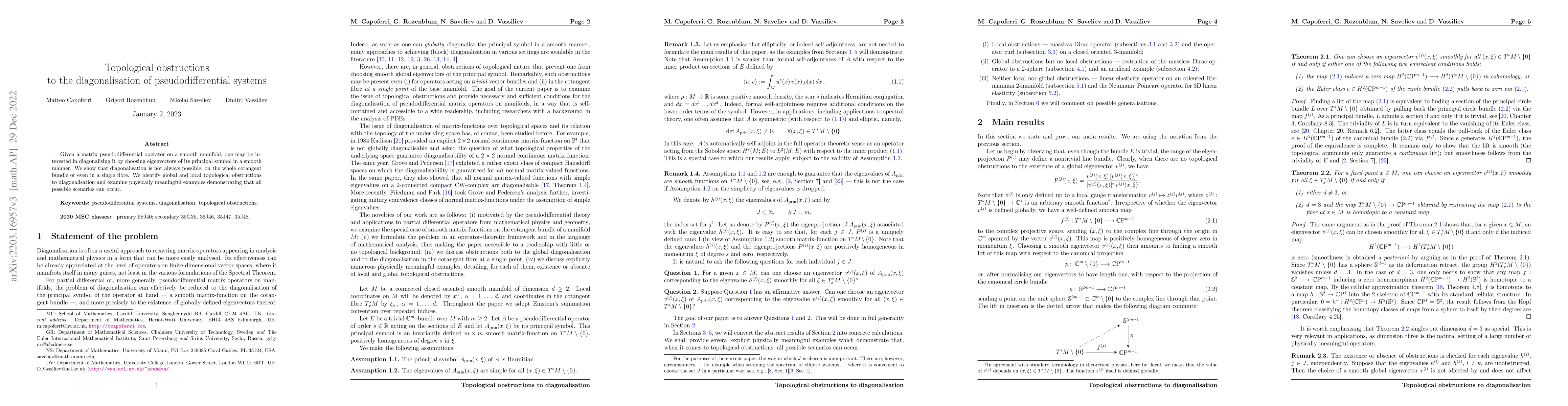 Thumbnail for Topological obstructions to the diagonalisation of pseudodifferential
  systems