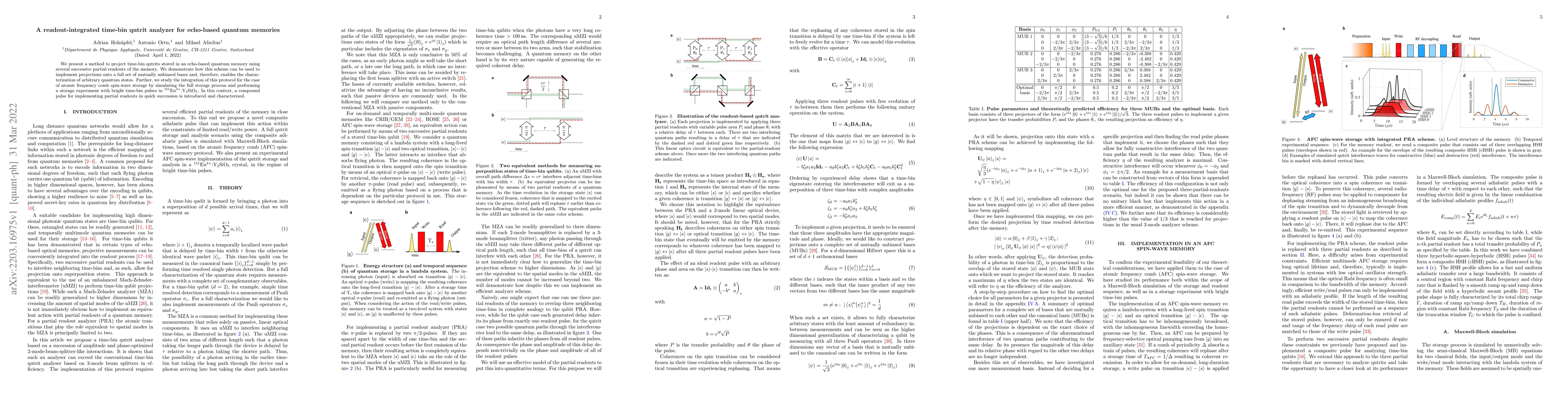 Thumbnail for A readout-integrated time-bin qutrit analyzer for echo-based quantum
  memories