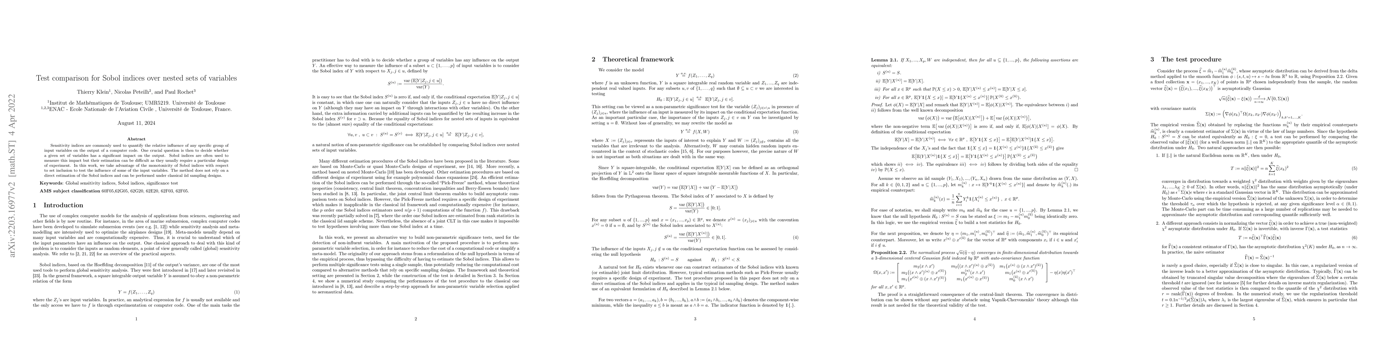Thumbnail for Test comparison for Sobol Indices over nested sets of variables