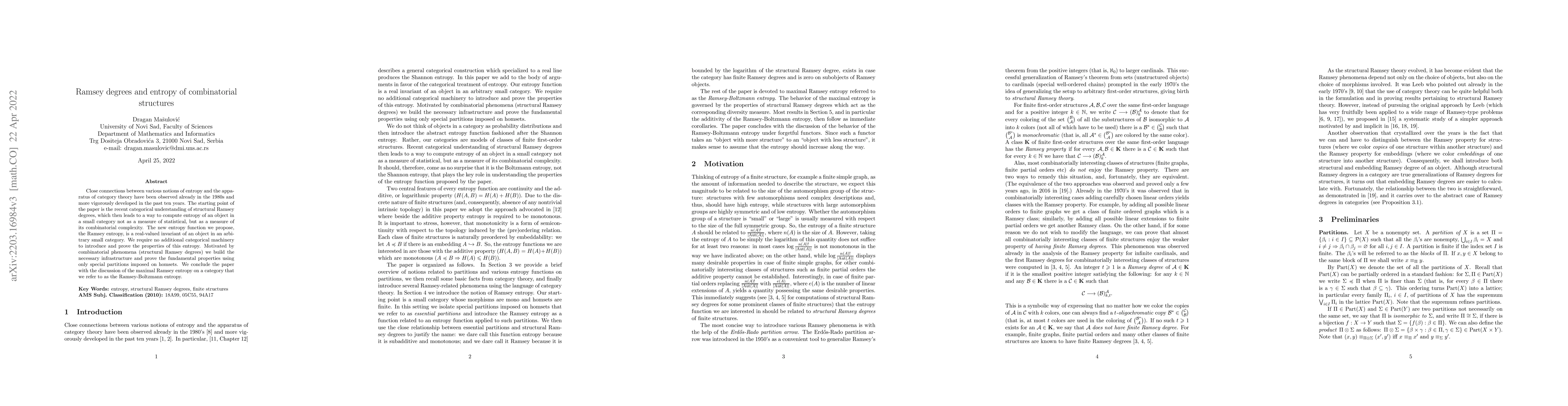 Thumbnail for Ramsey degrees and entropy of combinatorial structures