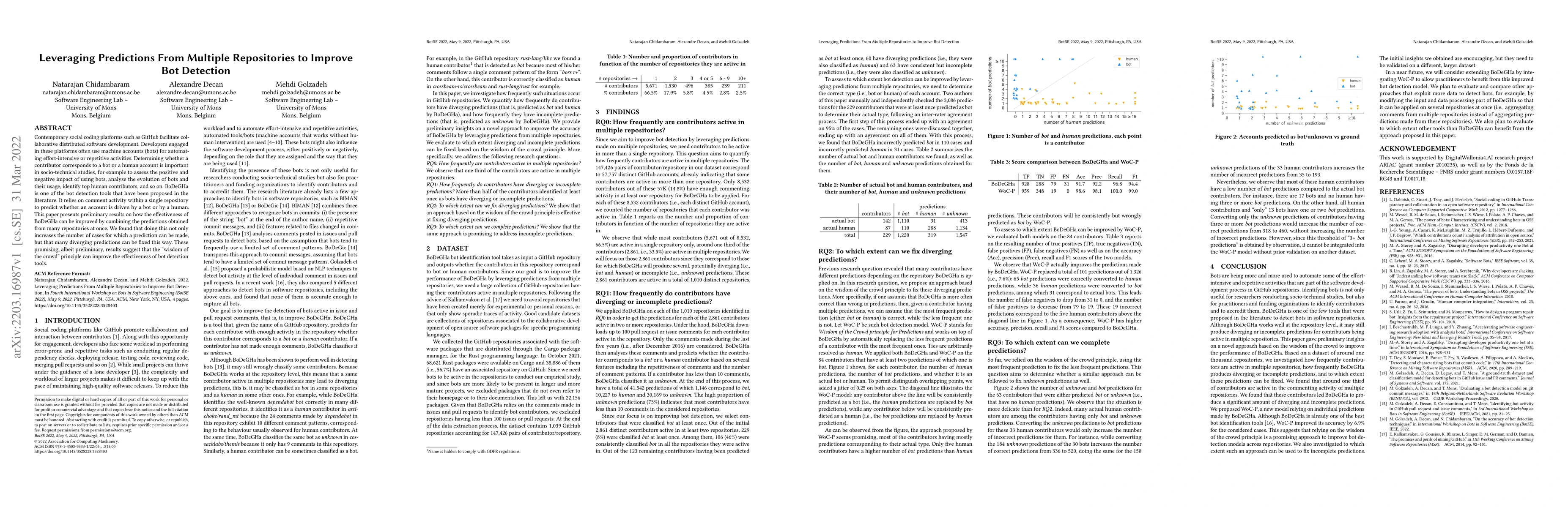 Thumbnail for Leveraging Predictions from Multiple Repositories to Improve Bot
  Detection