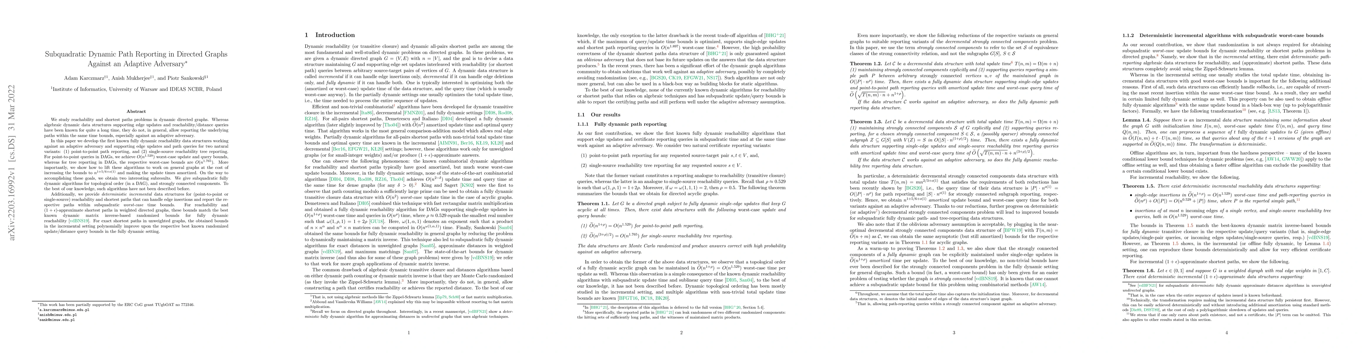 Thumbnail for Subquadratic Dynamic Path Reporting in Directed Graphs Against an
  Adaptive Adversary