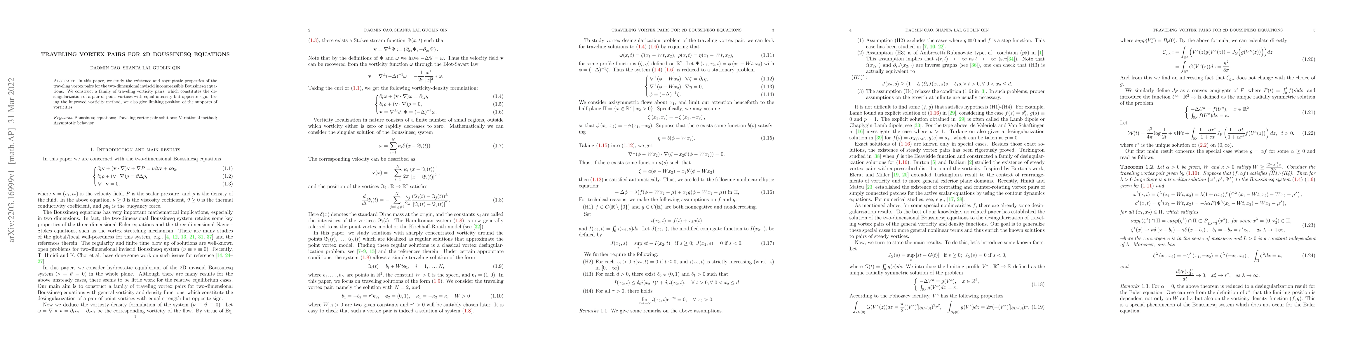 Thumbnail for Traveling vortex pairs for 2D Boussinesq equations