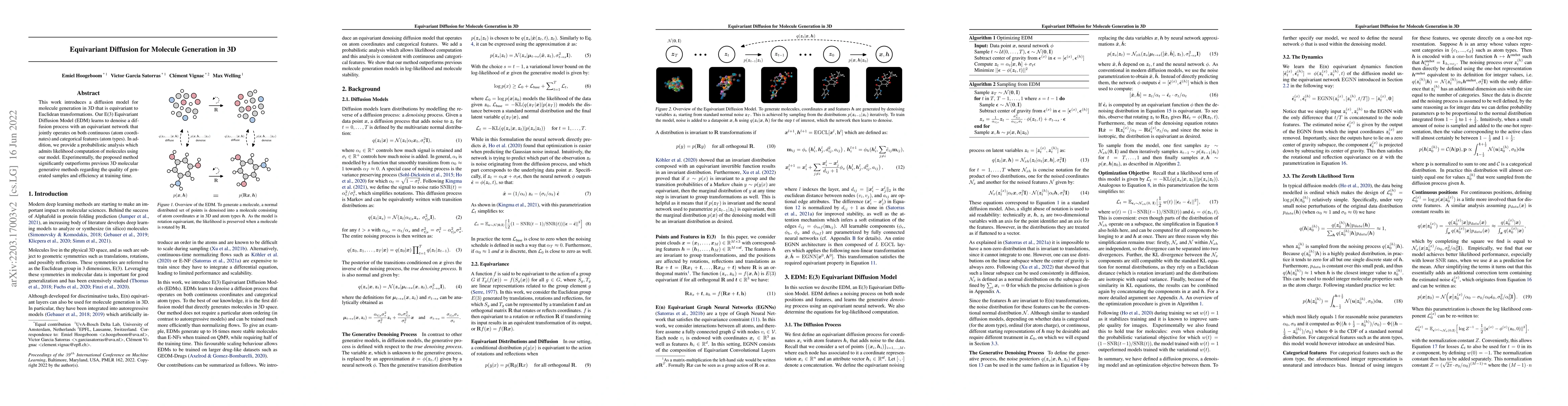 Thumbnail for Equivariant Diffusion for Molecule Generation in 3D