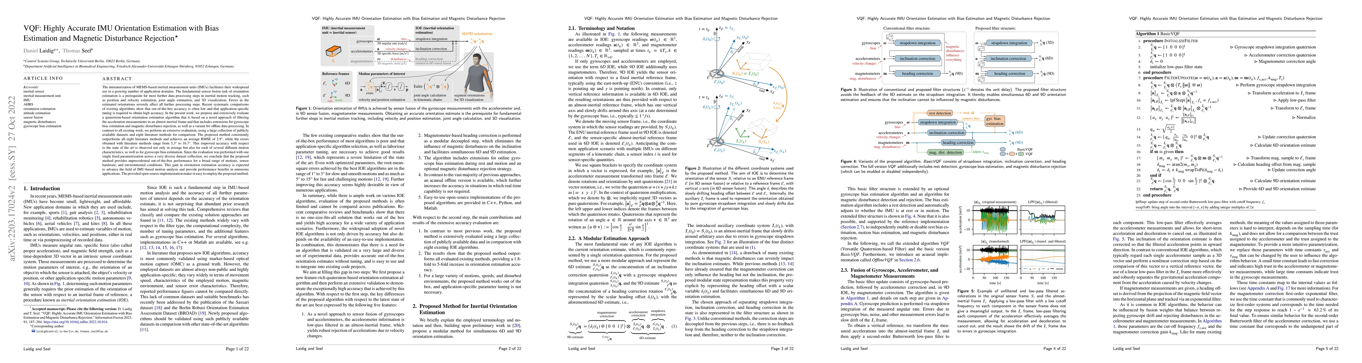Thumbnail for VQF: Highly Accurate IMU Orientation Estimation with Bias Estimation and
  Magnetic Disturbance Rejection