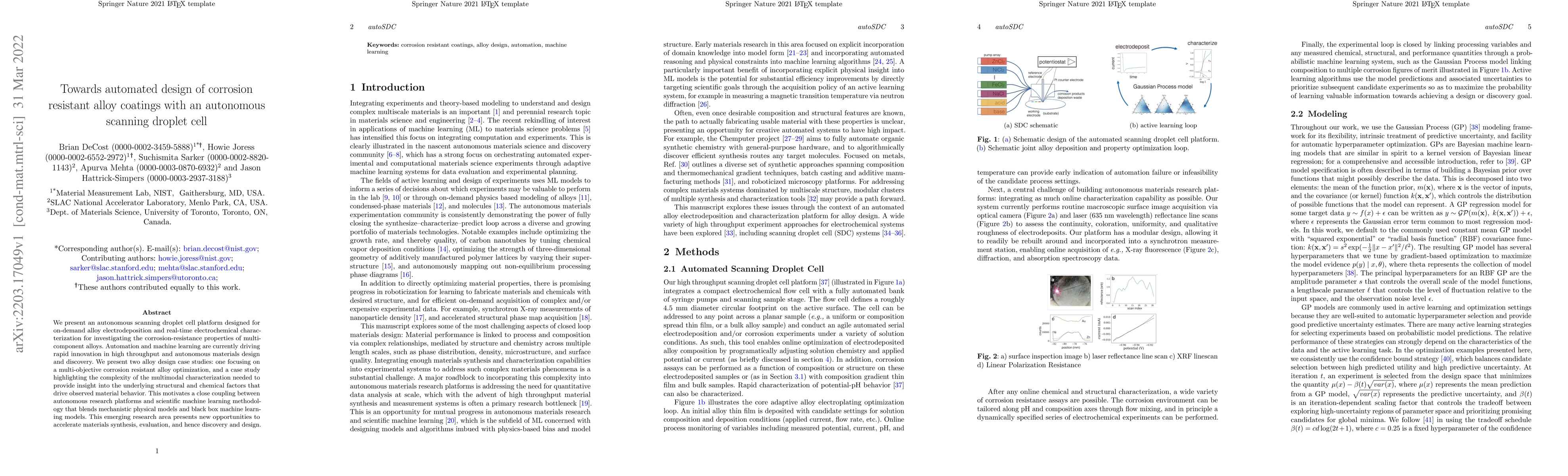 Thumbnail for Towards automated design of corrosion resistant alloy coatings with an
  autonomous scanning droplet cell