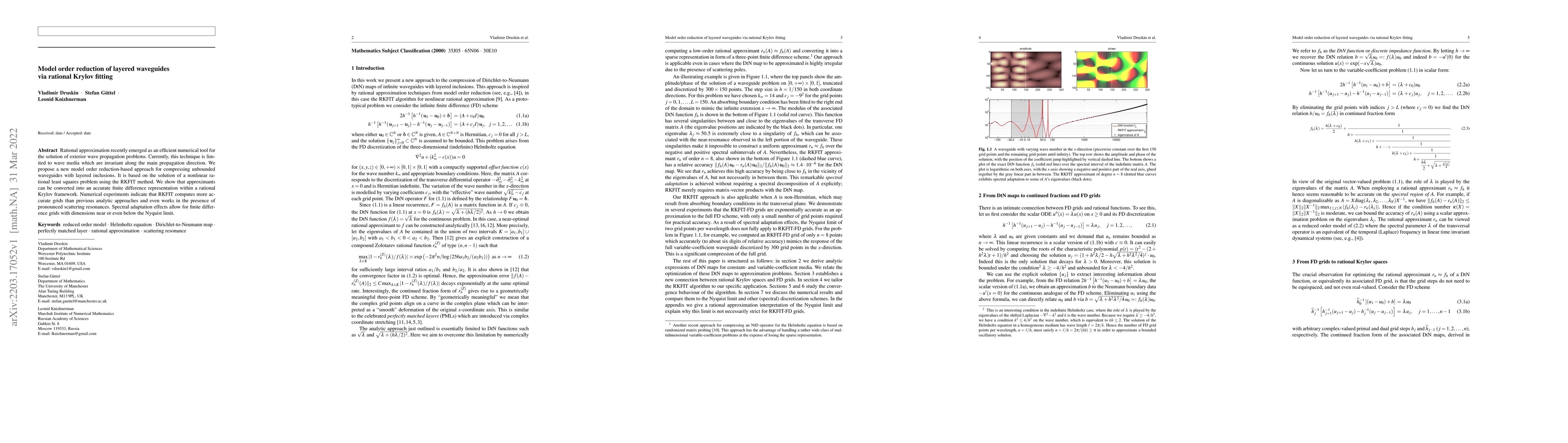 Thumbnail for Model order reduction of layered waveguides via rational Krylov fitting