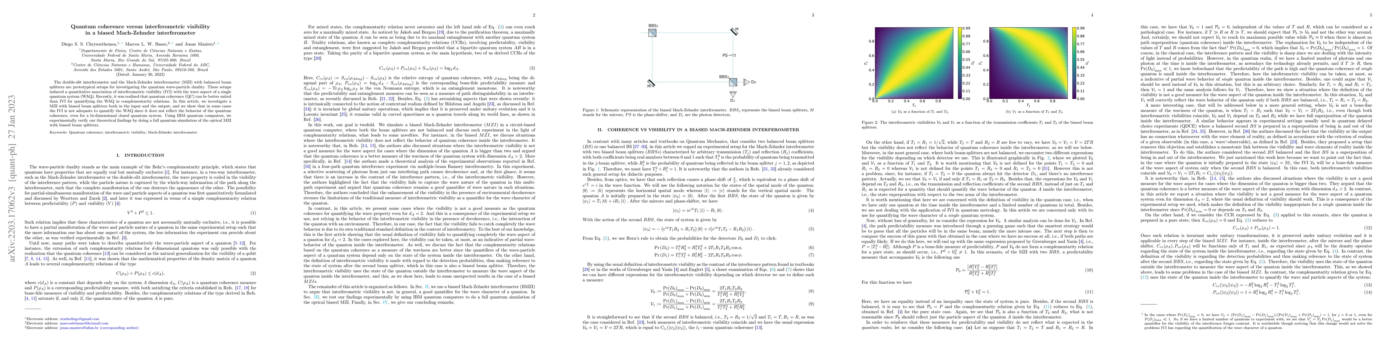 Thumbnail for Quantum coherence versus interferometric visibility in a biased
  Mach-Zehnder interferometer