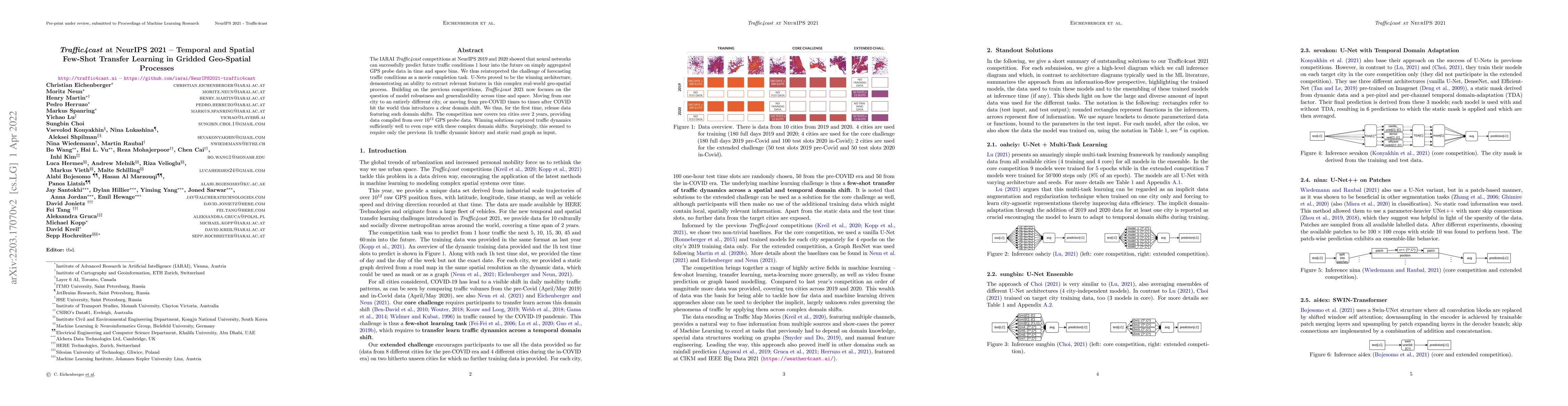 Thumbnail for Traffic4cast at NeurIPS 2021 -- Temporal and Spatial Few-Shot Transfer
  Learning in Gridded Geo-Spatial Processes