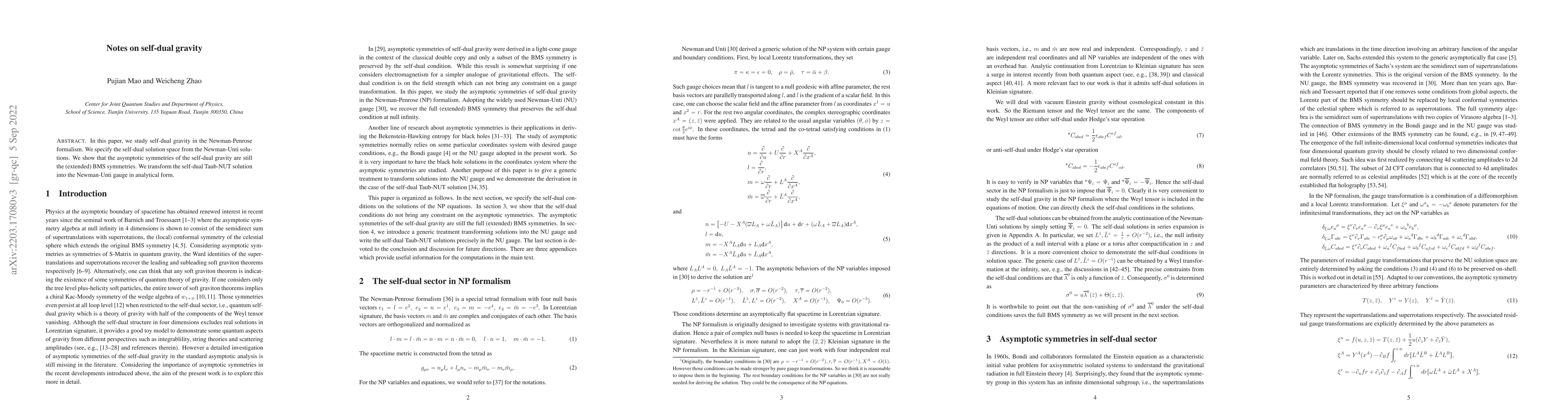 Thumbnail for Notes on self-dual gravity