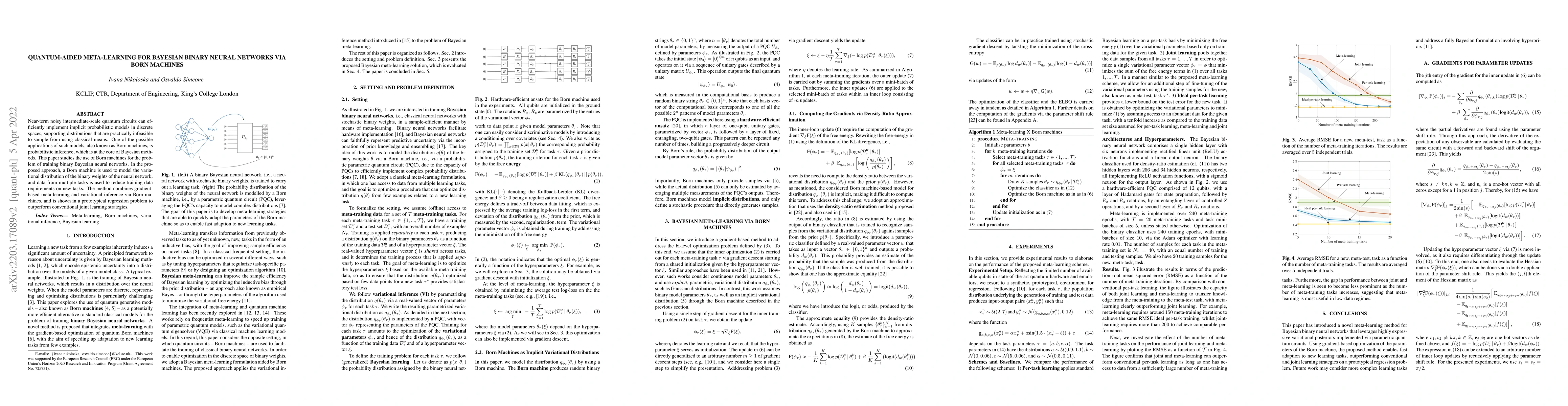 Thumbnail for Quantum-Aided Meta-Learning for Bayesian Binary Neural Networks via Born
  Machines