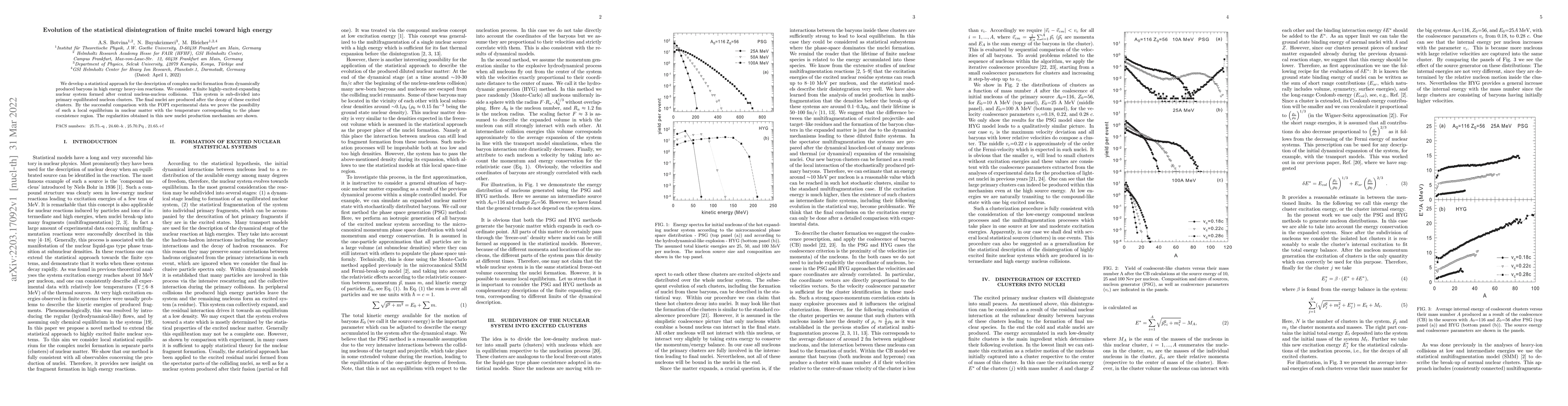 Thumbnail for Evolution of the statistical disintegration of finite nuclei toward high
  energy