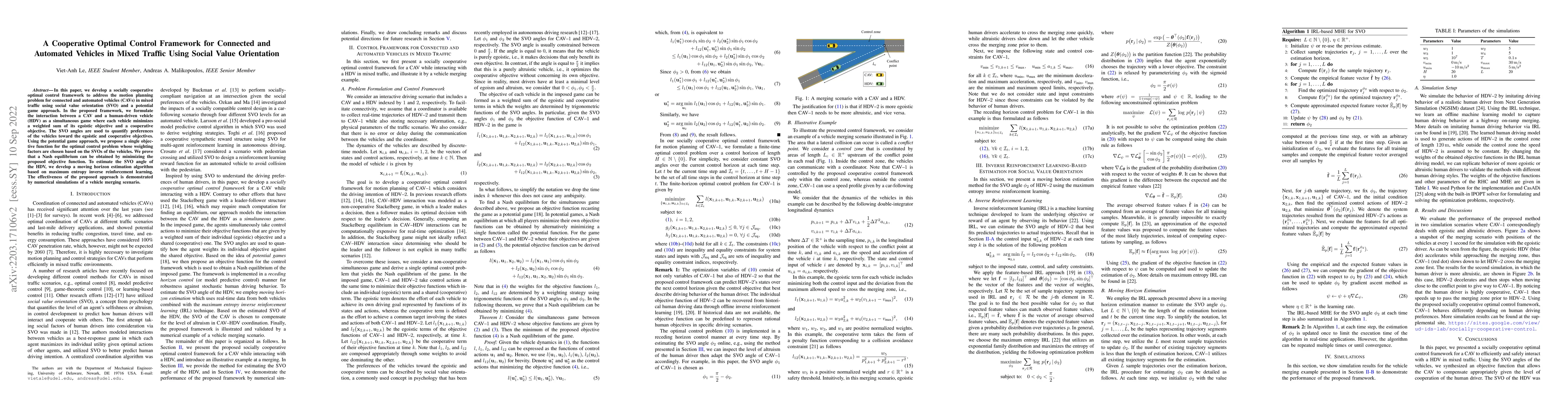 Thumbnail for A Cooperative Optimal Control Framework for Connected and Automated
  Vehicles in Mixed Traffic Using Social Value Orientation