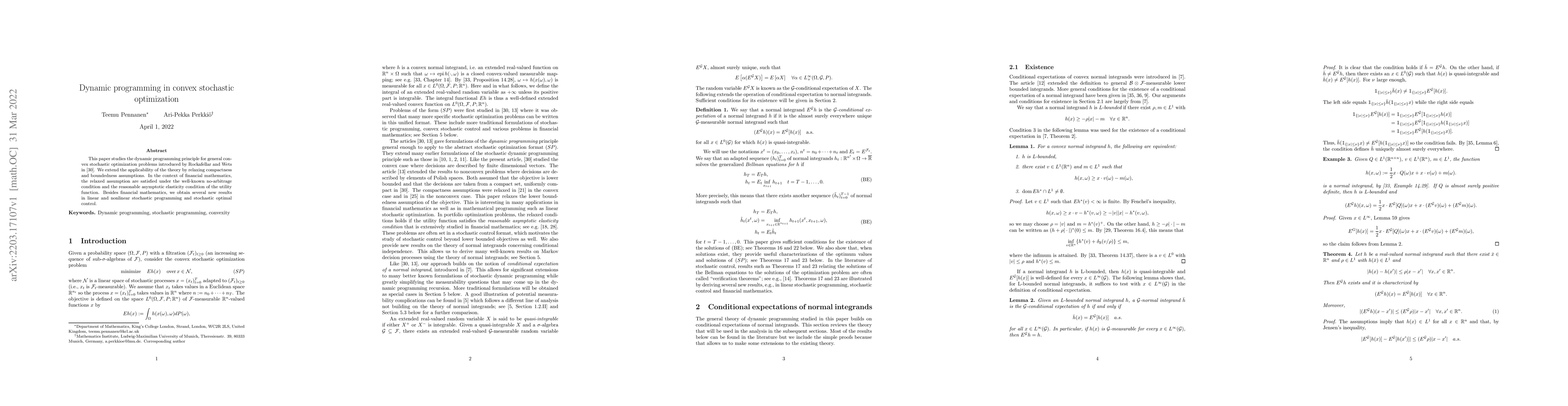 Thumbnail for Dynamic programming in convex stochastic optimization