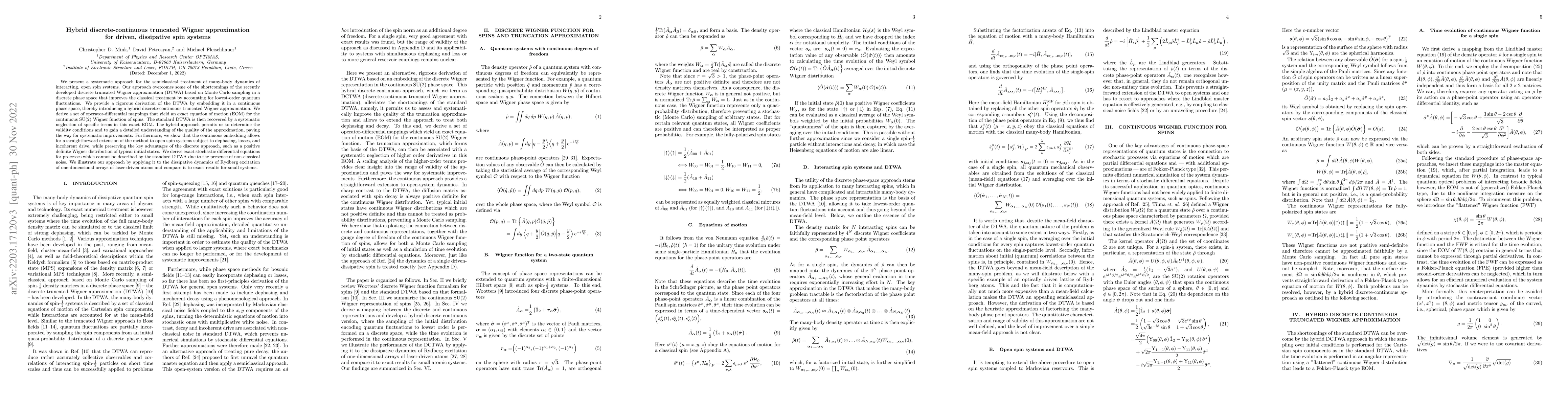 Thumbnail for Hybrid discrete-continuous truncated Wigner approximation for driven,
  dissipative spin systems