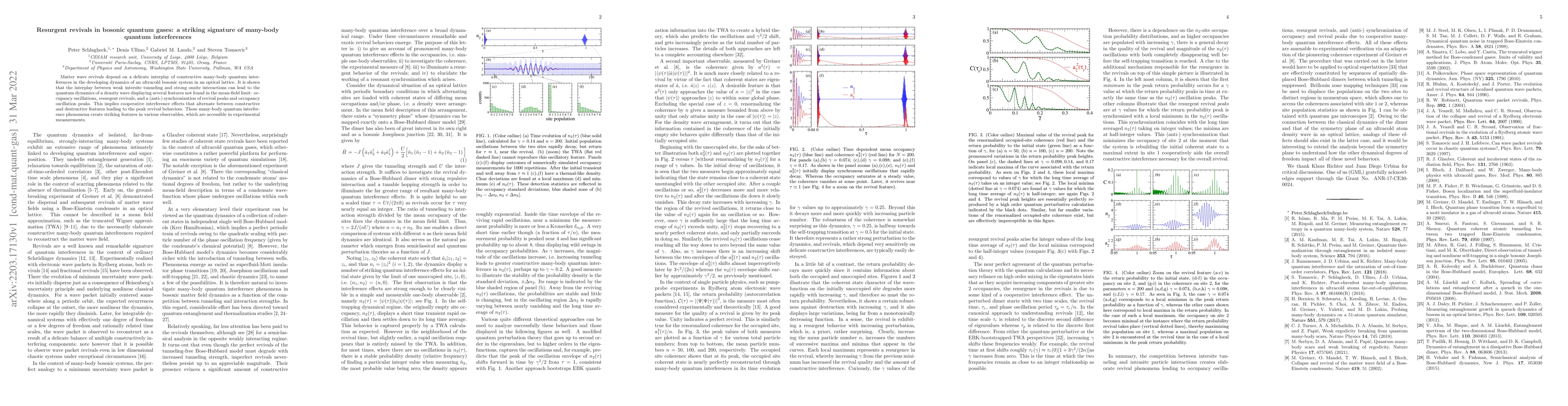 Thumbnail for Resurgent revivals in bosonic quantum gases: a striking signature of
  many-body quantum interferences