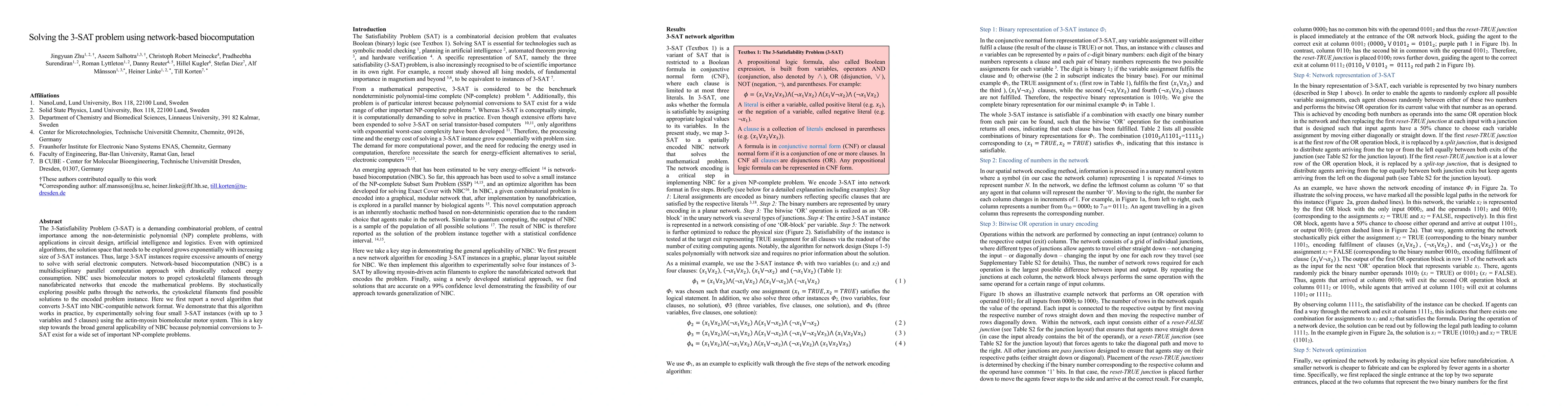 Thumbnail for Solving the 3-SAT problem using network-based biocomputation