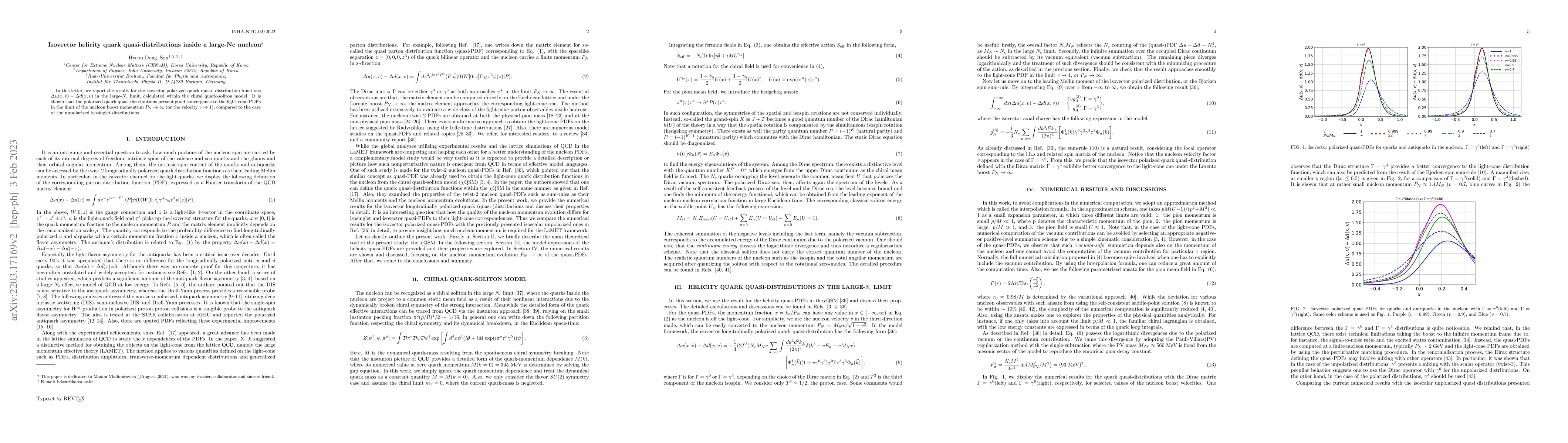 Thumbnail for Isovector helicity quark quasi-distributions inside a large Nc nucleon
