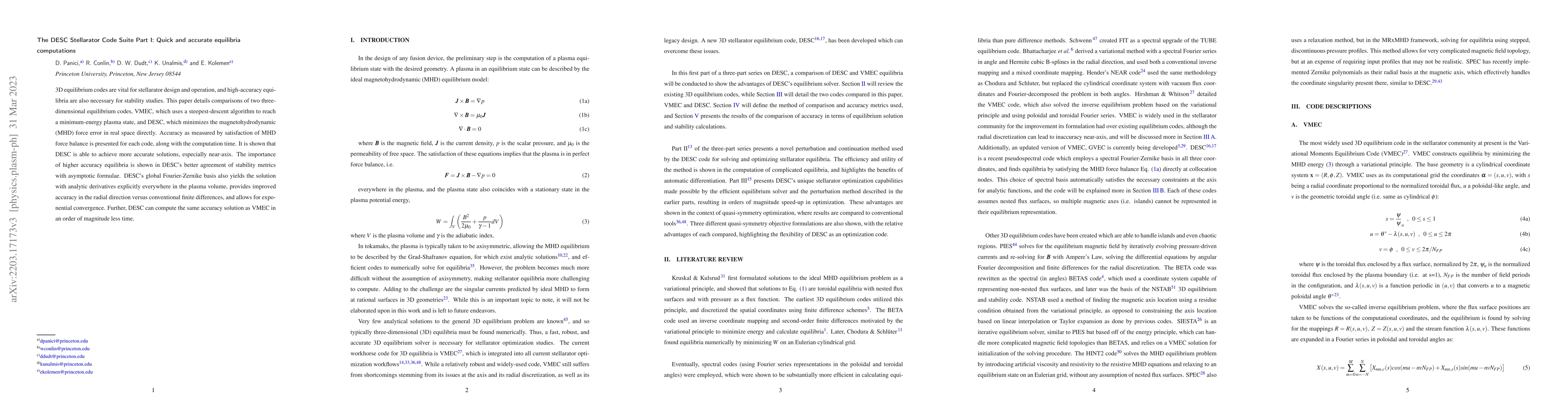 Thumbnail for The DESC Stellarator Code Suite Part I: Quick and accurate equilibria
  computations
