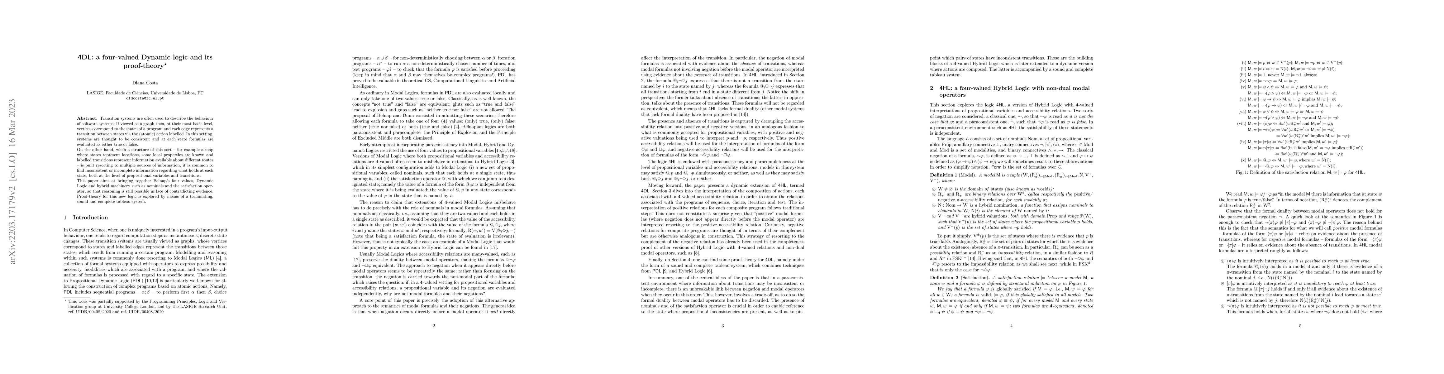 Thumbnail for 4DL: a four-valued Dynamic logic and its proof-theory