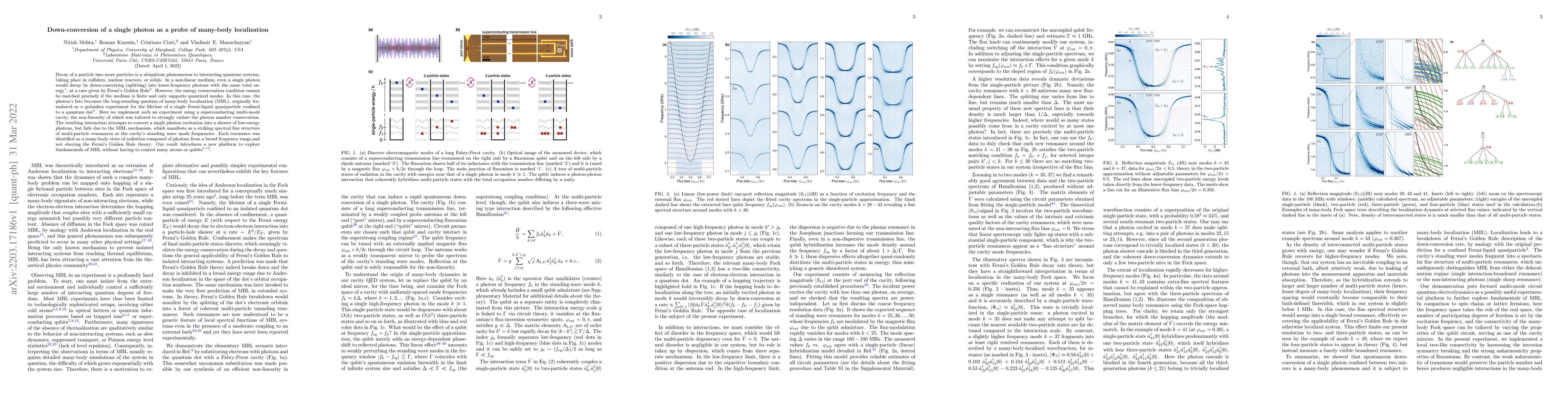 Thumbnail for Down-conversion of a single photon as a probe of many-body localization