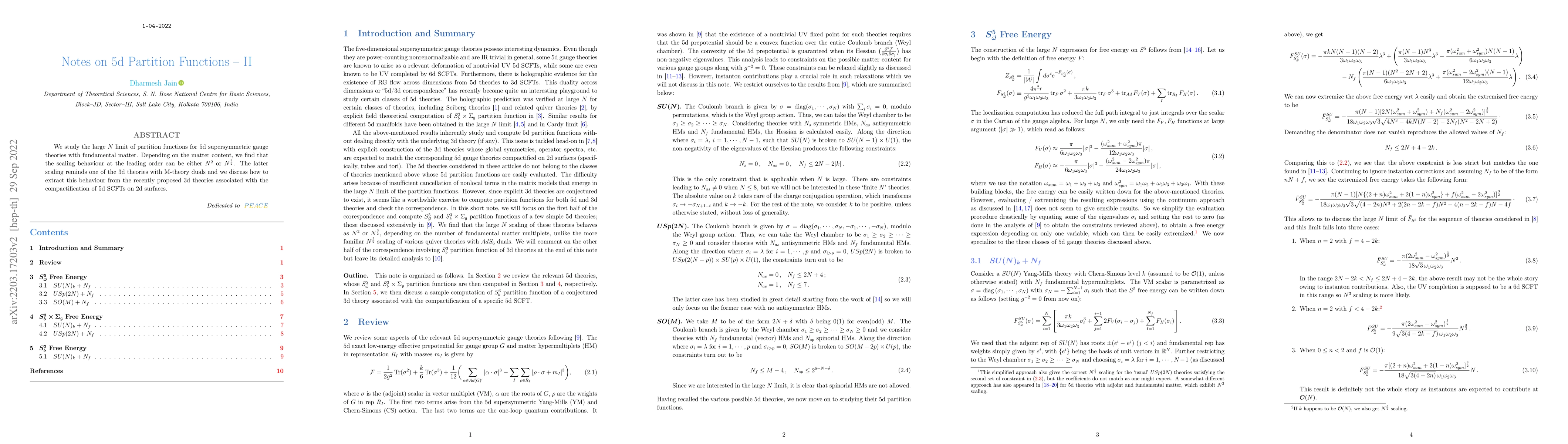 Thumbnail for Notes on 5d Partition Functions -- II