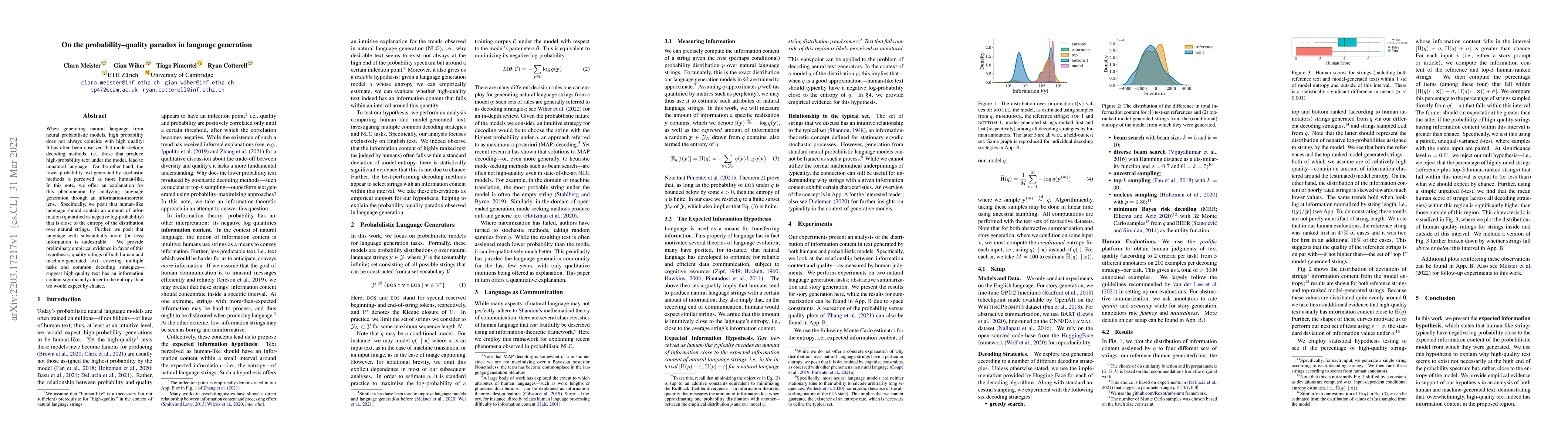 Thumbnail for On the probability-quality paradox in language generation
