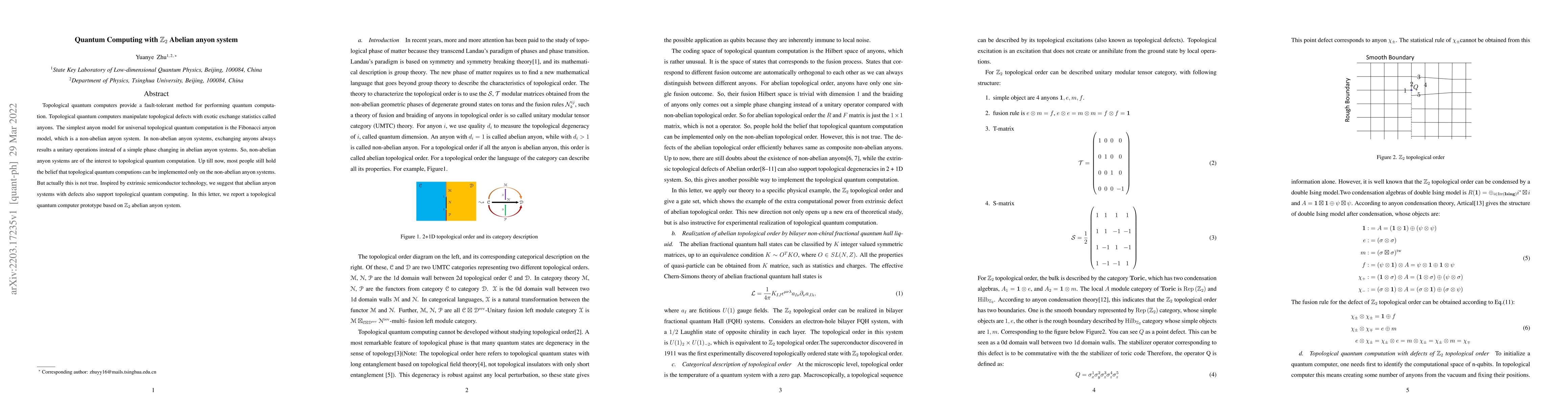 Thumbnail for Quantum Computing with $\mathbb{Z}_2$ Abelian anyon system