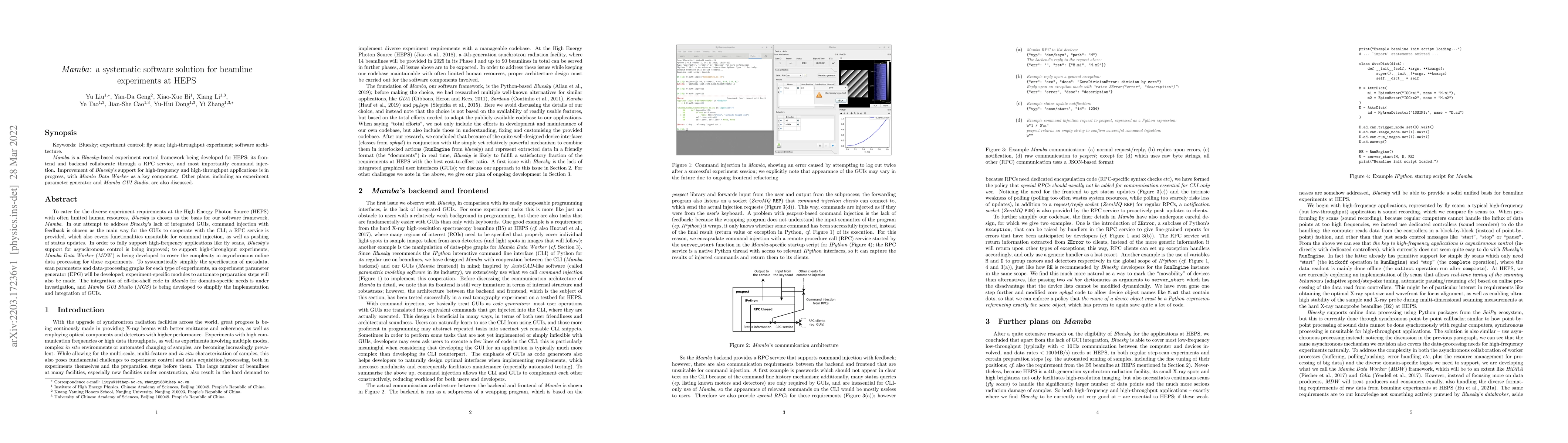 Thumbnail for Mamba: a systematic software solution for beamline experiments at HEPS