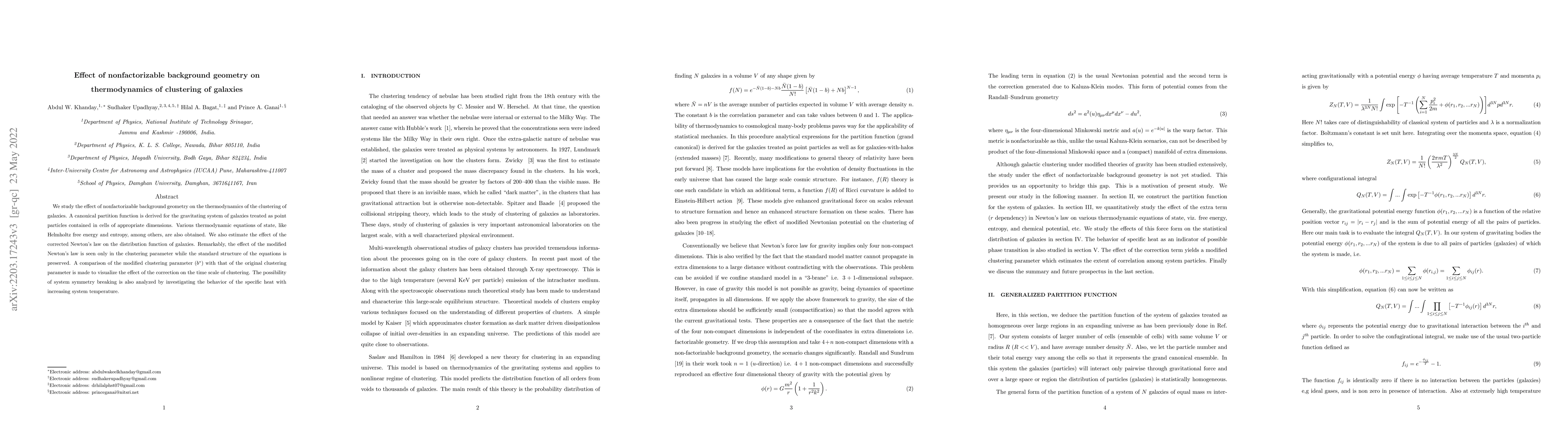 Thumbnail for Effect of nonfactorizable background geometry on thermodynamics of
  clustering of galaxies