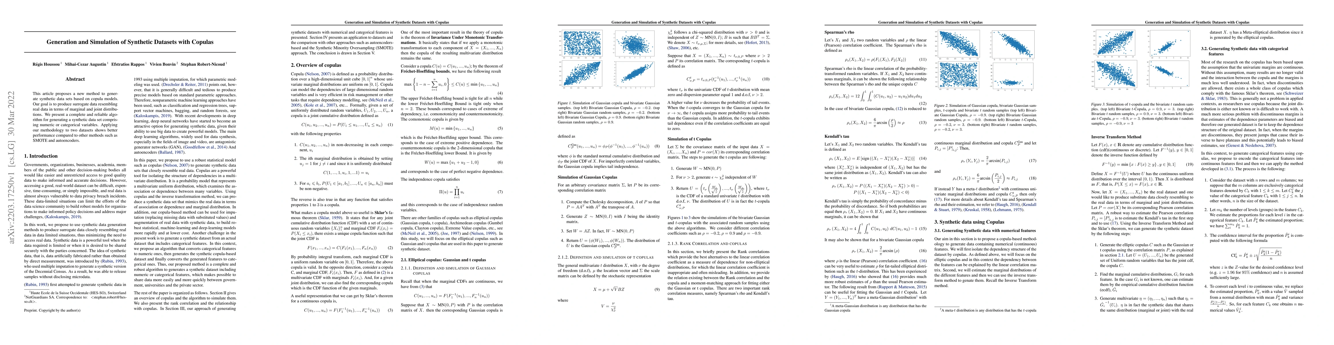 Thumbnail for Generation and Simulation of Synthetic Datasets with Copulas