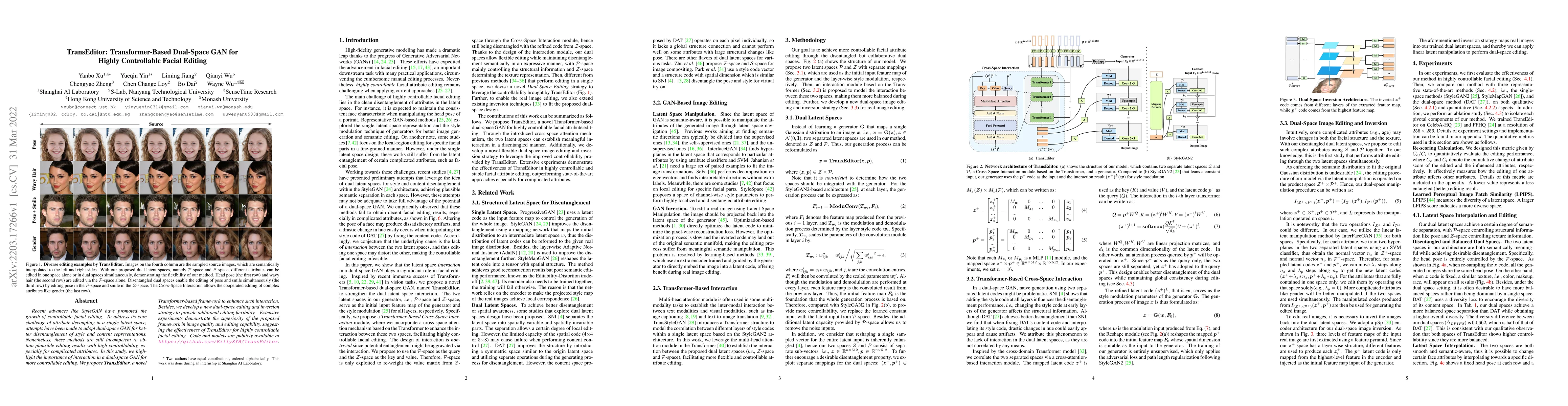 Thumbnail for TransEditor: Transformer-Based Dual-Space GAN for Highly Controllable
  Facial Editing