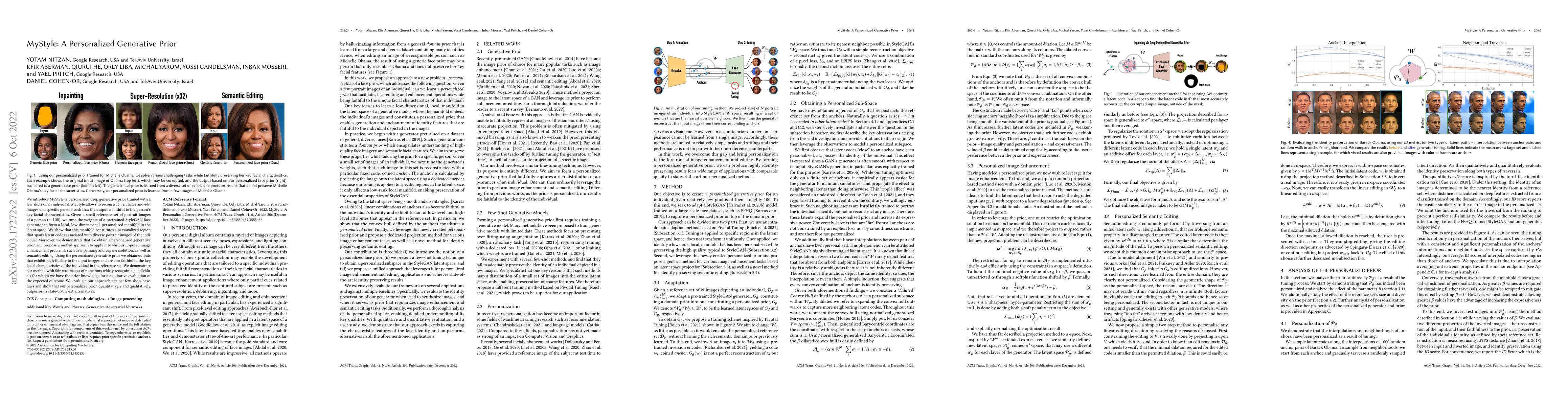 Thumbnail for MyStyle: A Personalized Generative Prior