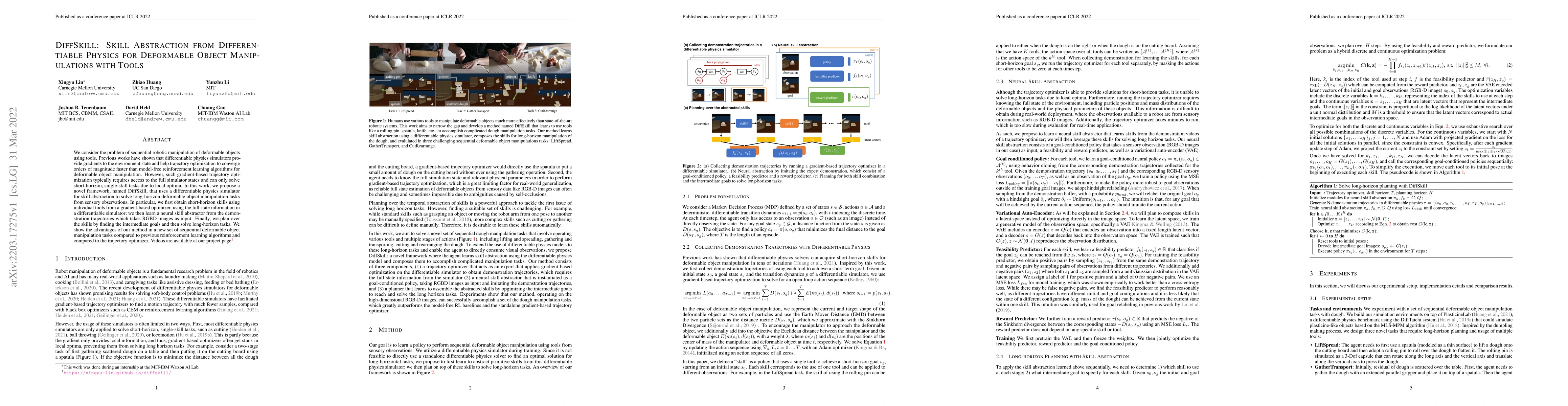 Thumbnail for DiffSkill: Skill Abstraction from Differentiable Physics for Deformable
  Object Manipulations with Tools