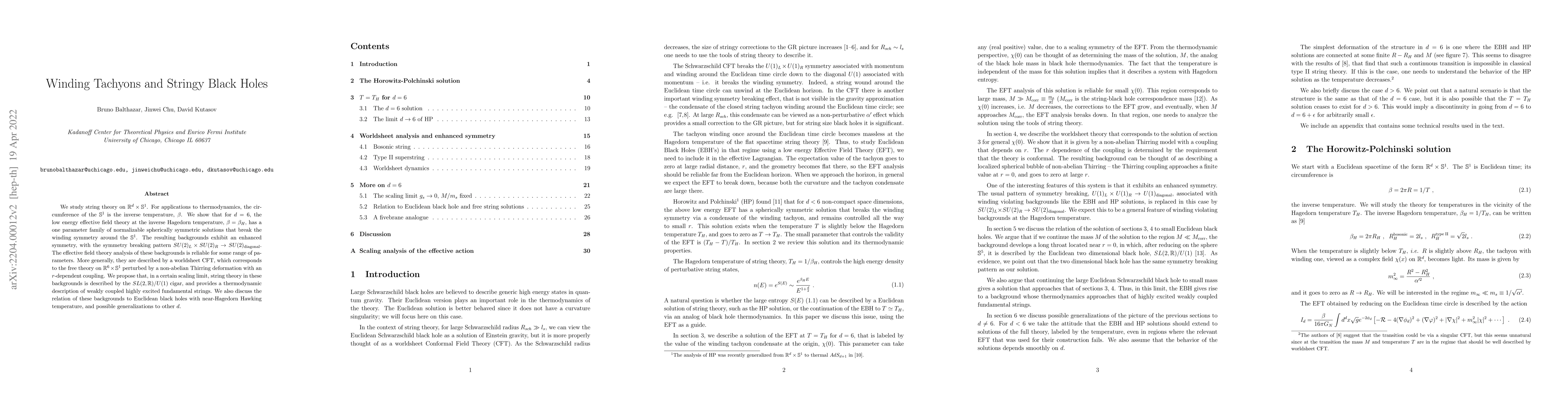 Thumbnail for Winding Tachyons and Stringy Black Holes
