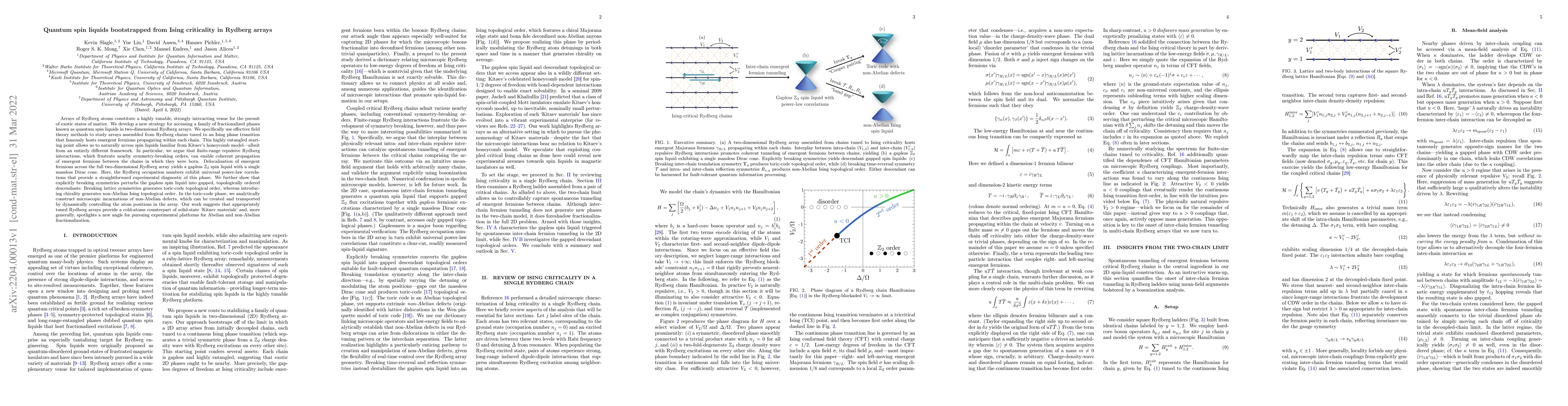 Thumbnail for Quantum spin liquids bootstrapped from Ising criticality in Rydberg
  arrays