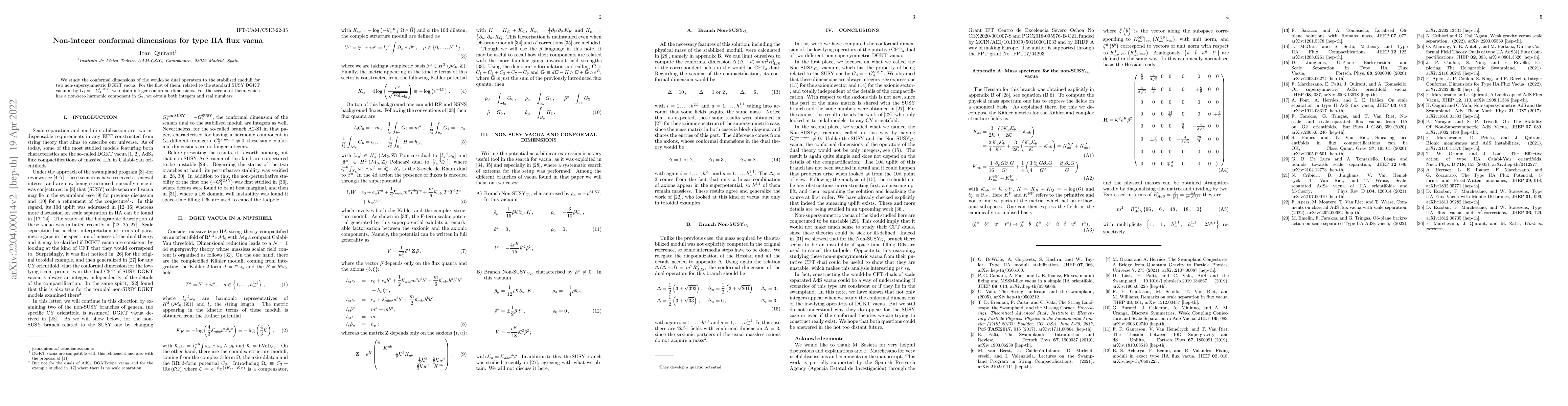Thumbnail for Non-integer conformal dimensions for type IIA flux vacua