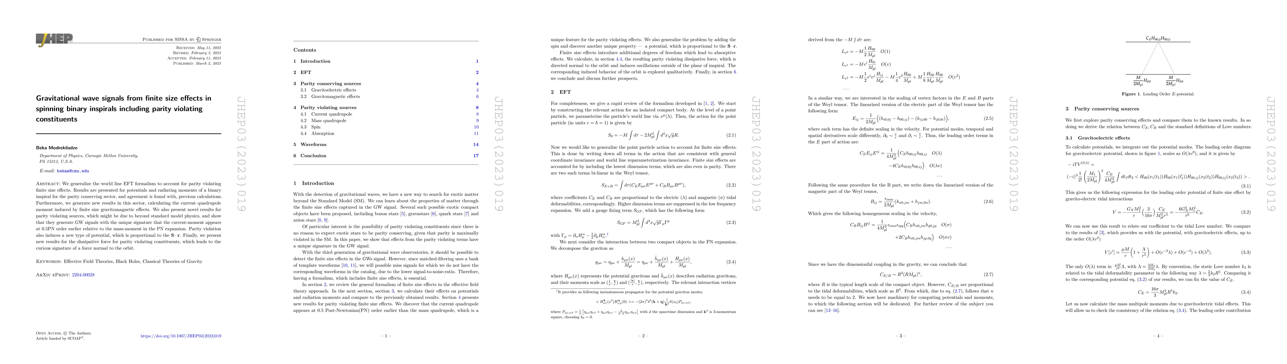 Thumbnail for Gravitational Wave Signals from Finite Size Effects in Spinning Binary
  Inspirals Including Parity Violating Constituents