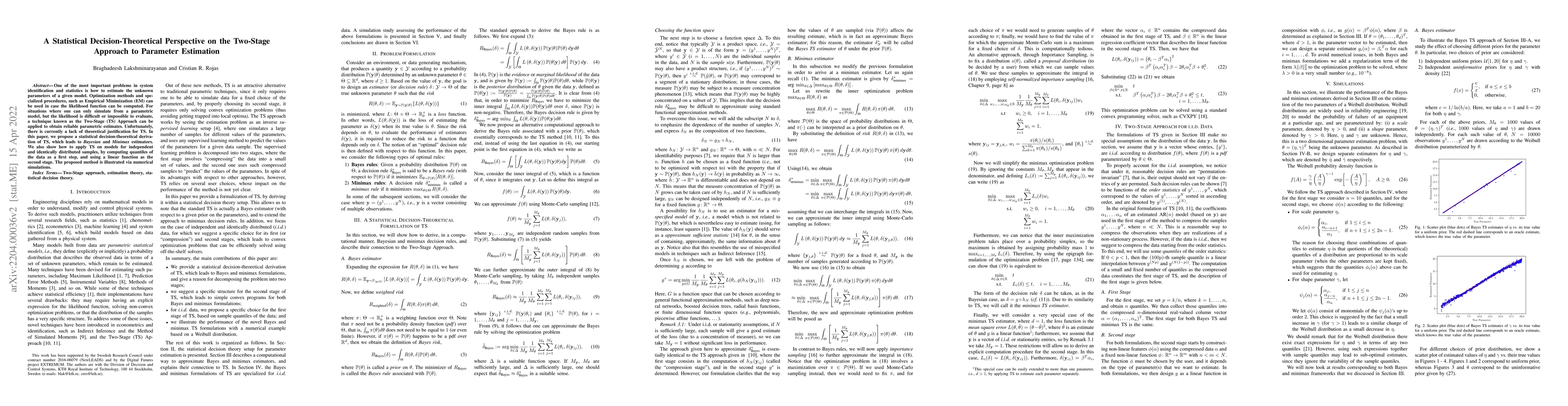 Thumbnail for A Statistical Decision-Theoretical Perspective on the Two-Stage Approach
  to Parameter Estimation
