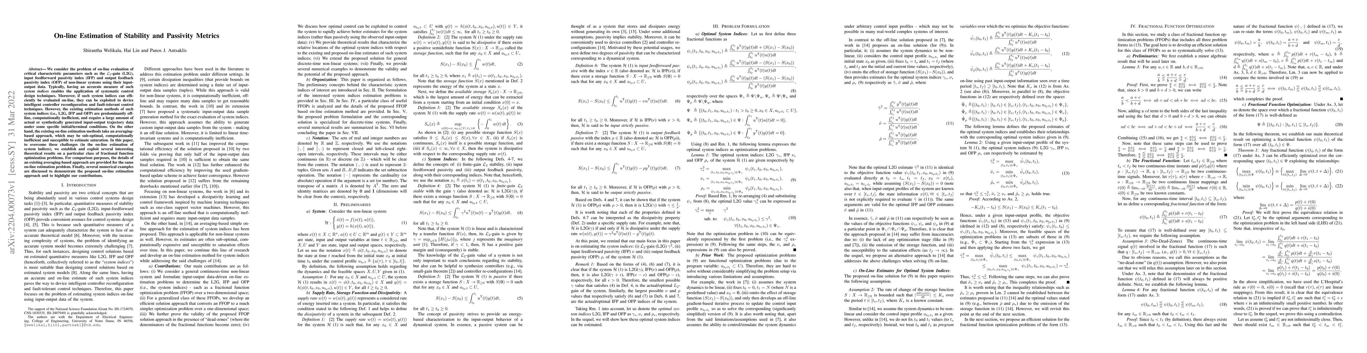Thumbnail for On-line Estimation of Stability and Passivity Metrics