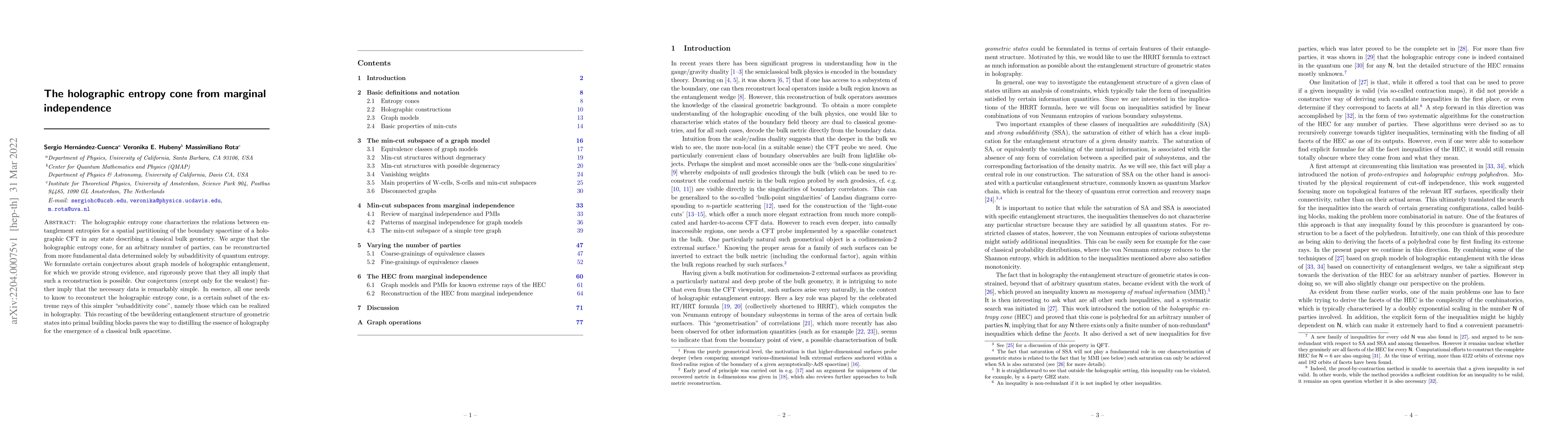 Thumbnail for The holographic entropy cone from marginal independence