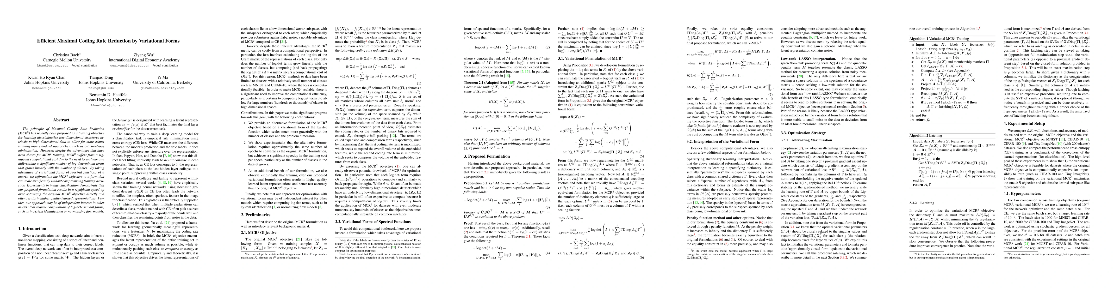 Thumbnail for Efficient Maximal Coding Rate Reduction by Variational Forms