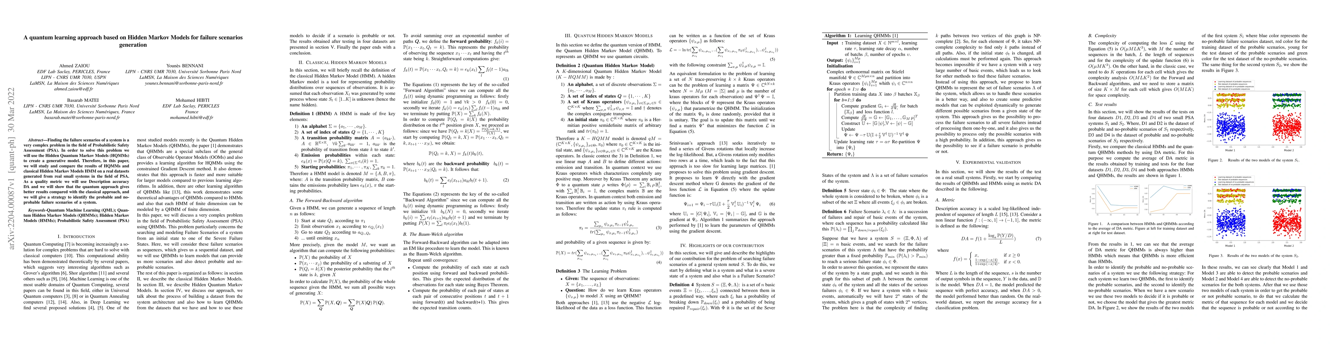 Thumbnail for A quantum learning approach based on Hidden Markov Models for failure
  scenarios generation