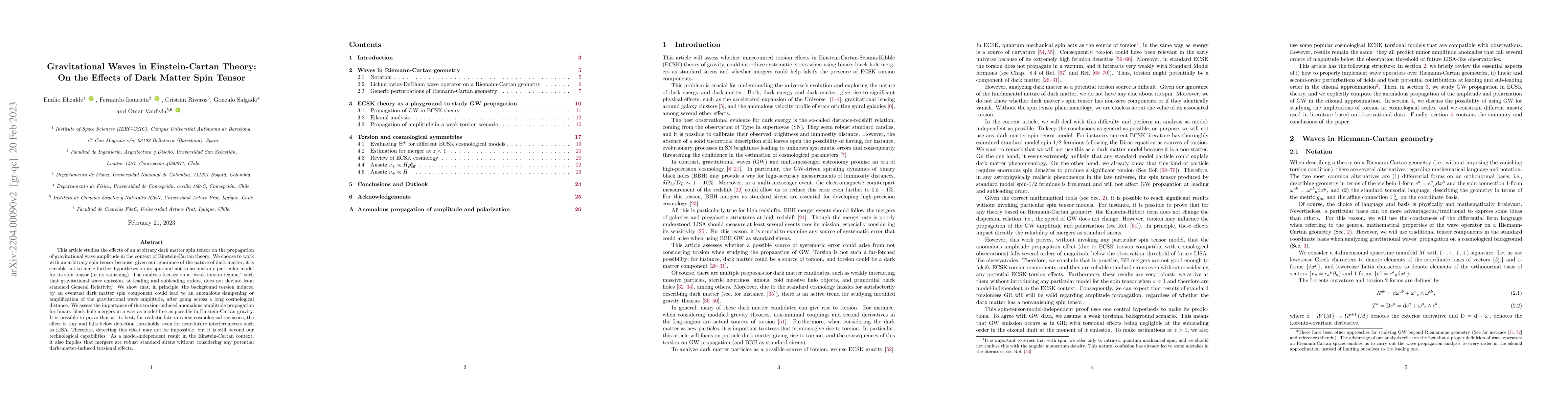 Thumbnail for Gravitational Waves in Einstein-Cartan Theory: On the Effects of Dark
  Matter Spin Tensor