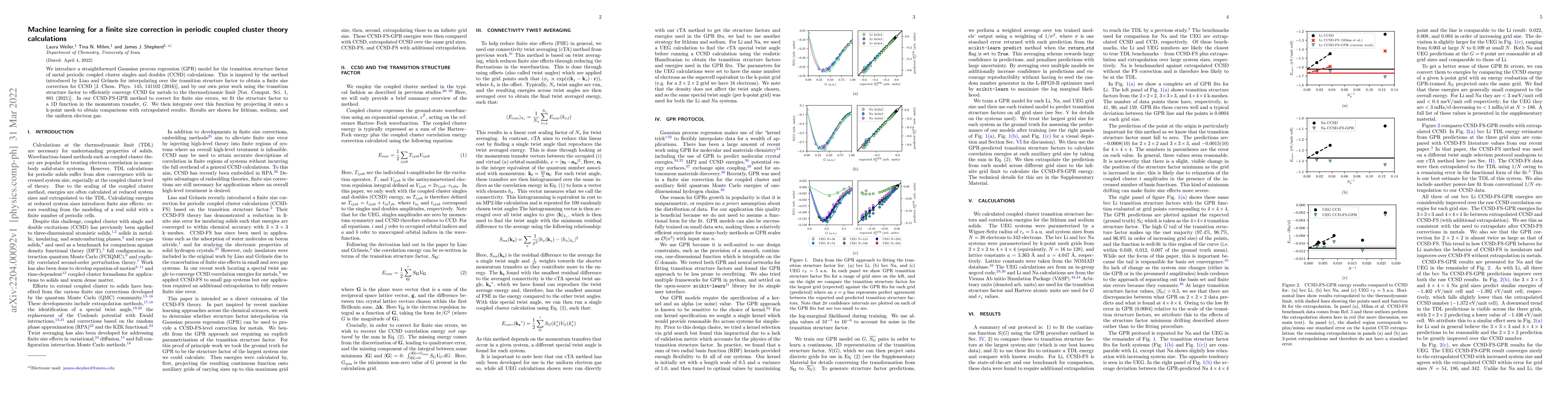Thumbnail for Machine learning for a finite size correction in periodic coupled
  cluster theory calculations