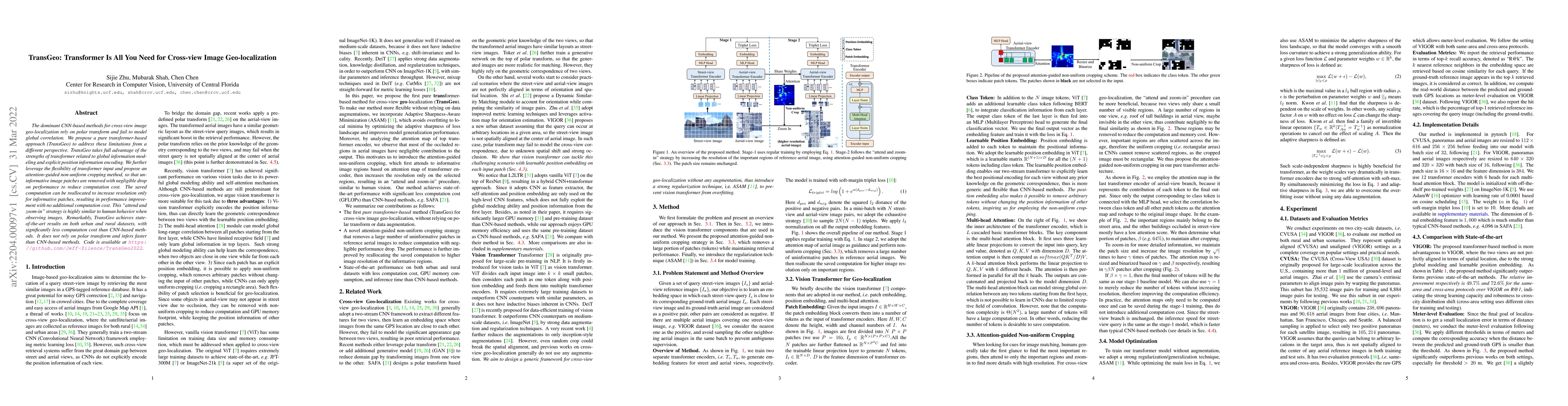 Thumbnail for TransGeo: Transformer Is All You Need for Cross-view Image
  Geo-localization