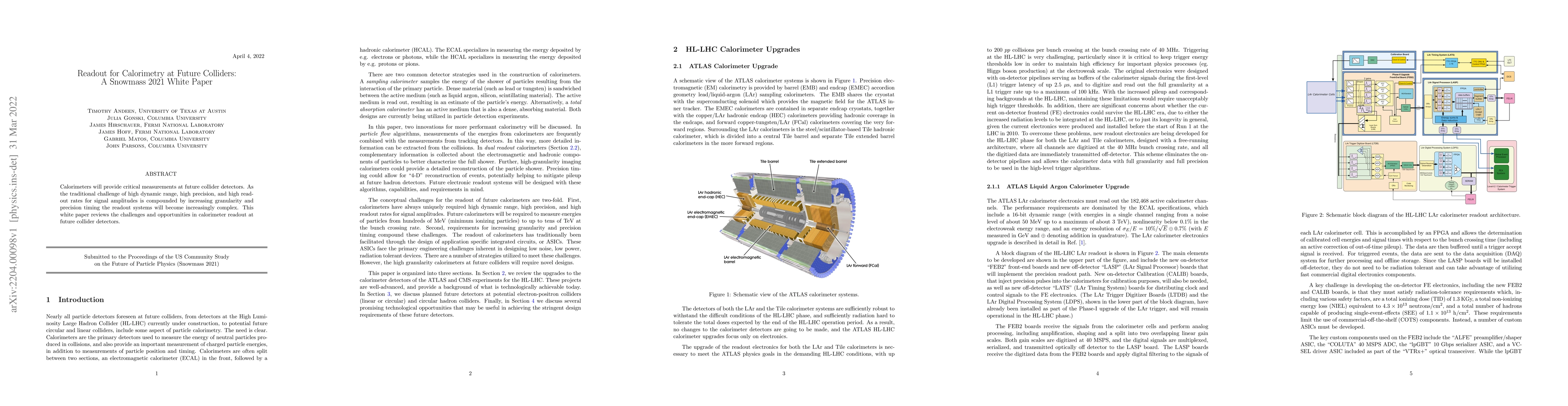 Thumbnail for Readout for Calorimetry at Future Colliders: A Snowmass 2021 White Paper